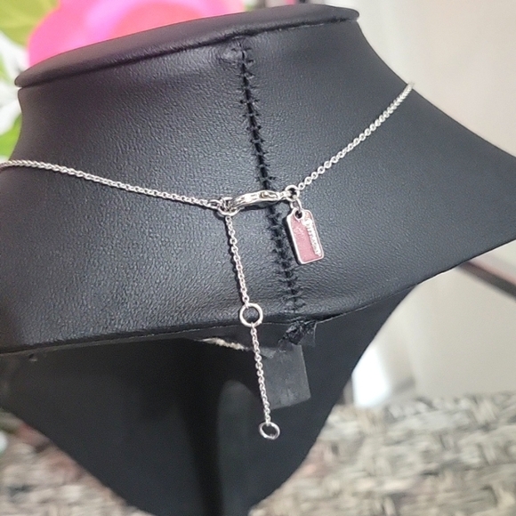 Coach Logo Script Silver Necklace - Picture 2 of 5